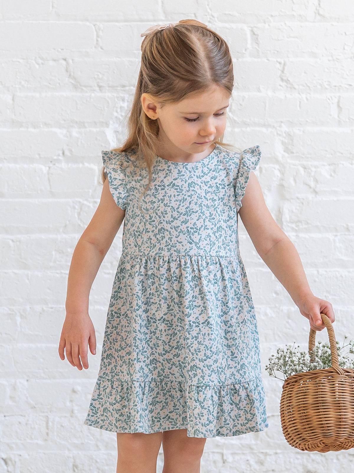 Tilly Tiered Dress - Arbor Floral / Powder + Shell Sale : Baby-Kids : Dresses : Short Sleeves KENDI by Colored Organics Tilly Tiered Dress - Arbor Floral / | Colored Organics®