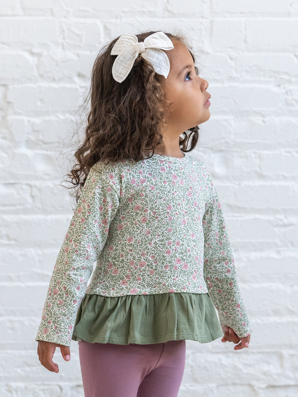 Lily Long Sleeve Ruffle Hem Top - Janice Floral