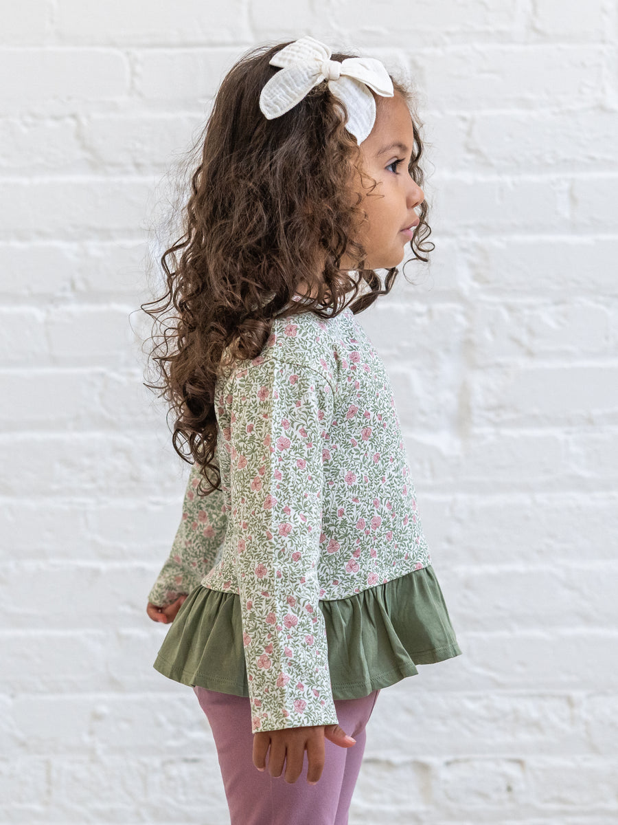 Lily Long Sleeve Ruffle Hem Top - Janice Floral