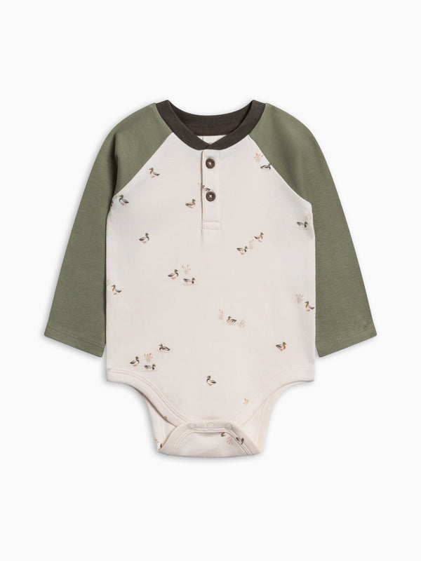 Lucas Raglan Henley Bodysuit - Mallard