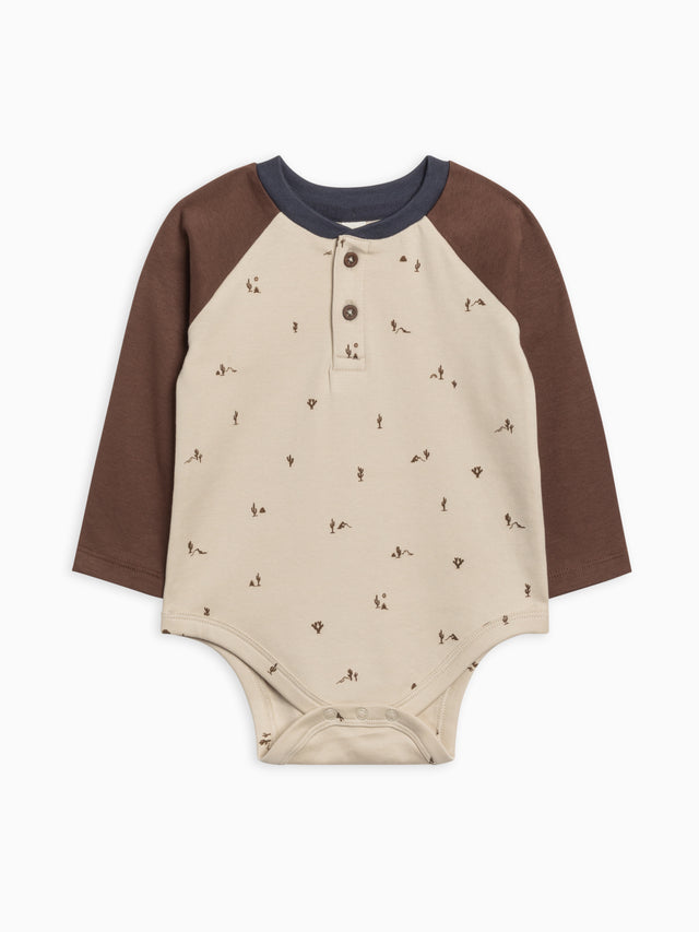 Lucas Raglan Henley Bodysuit Baby : One Pieces : Bodysuits : Long Sleeves Colored Organics Organic Cotton Lucas Raglan Henley Bodysuit for Newborn and Baby