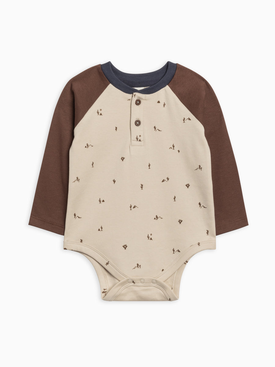 Lucas Raglan Henley Bodysuit Baby : One Pieces : Bodysuits : Long Sleeves Colored Organics Organic Cotton Lucas Raglan Henley Bodysuit for Newborn and Baby