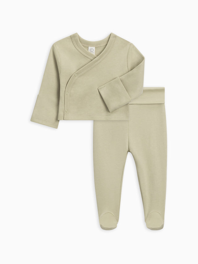 Kimono Wrap Top and Footed Pant Set Baby : Virtual Set : Outfit : Tops : Bottoms Colored Organics Organic Cotton Baby Kimono and Pant Set