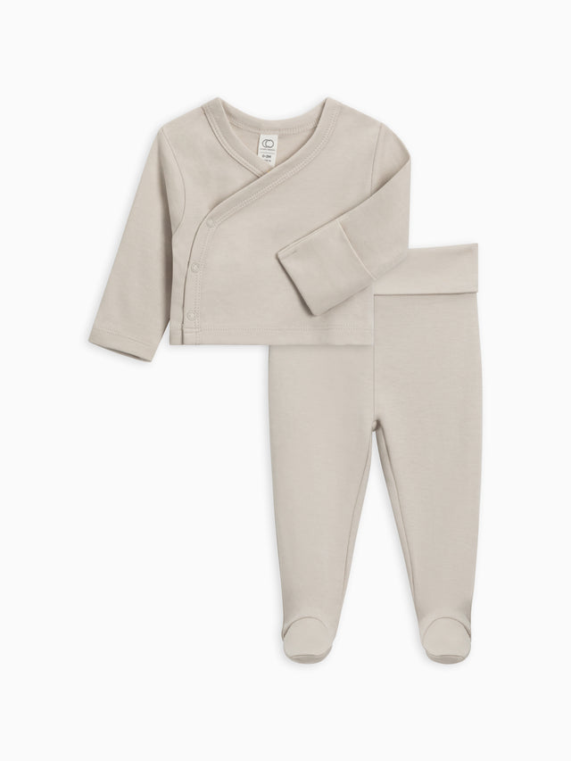 Riley 2 Piece Kimono Wrap Top and Pant Set Baby : Virtual Set : Bottoms : Pants : One Pieces : Kimono Bodysuits : Long Sleeves Colored Organics Organic Cotton Baby Kimono and Pant Set