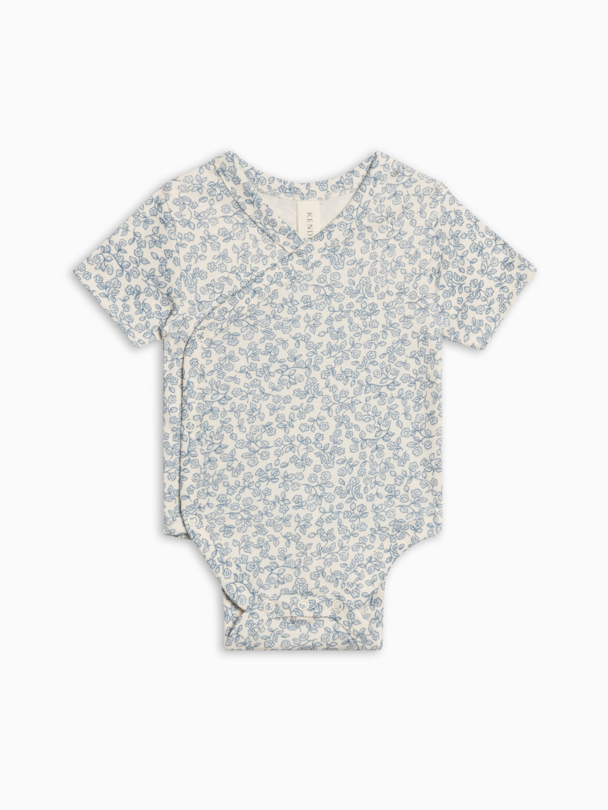 Lark Kimono Short Sleeve Bodysuit - Narelle Floral / Ivory + Sea Baby : One Pieces : Bodysuits : Short Sleeves KENDI by Colored Organics Lark Kimono Short Sleeve Bodysuit | Colored Organics®