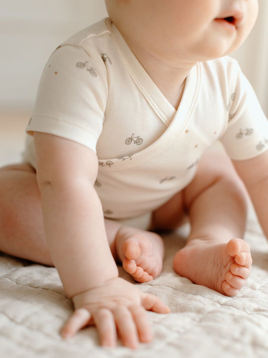 Lark Short Sleeve Kimono Bodysuit Baby : Bodysuits : Short Sleeves Colored Organics Organic Cotton Baby Lark Short Sleeve Kimono