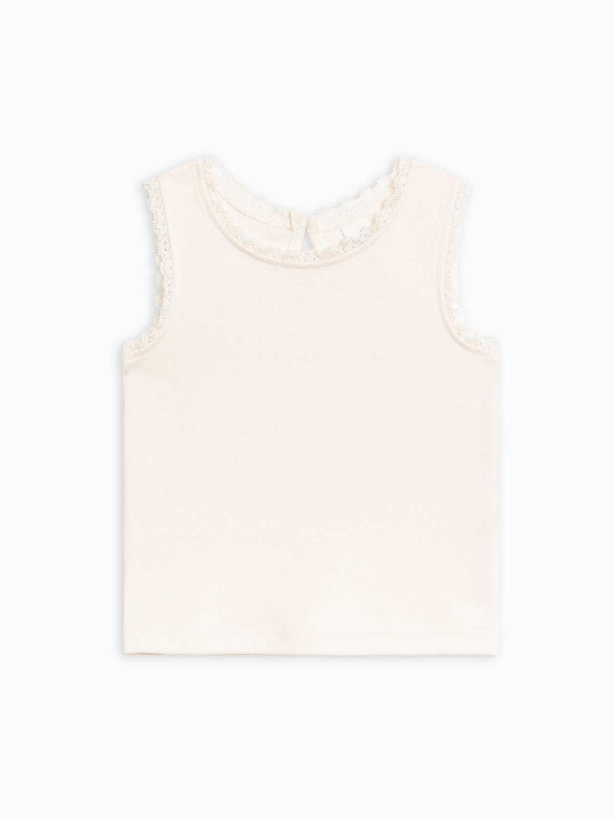 Selene Lace Tank - Ivory Baby-Kids : Tops : Tees : Short Sleeves Kendi Selene Lace Tank - Ivory for Baby | Colored Organics®
