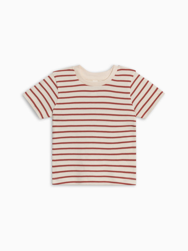 Short Sleeve Crew - Ron Stripe / Barn Baby-Kids : Tops : Tees : Short Sleeves Kendi PRE ORDER Short Sleeve Crew - Ron | Colored Organics®