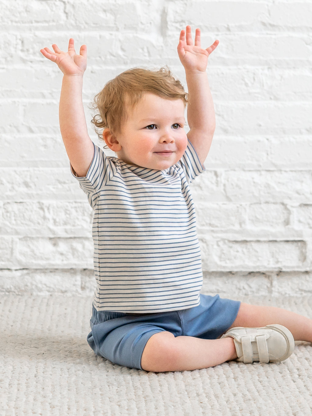 Short Sleeve Crew - Bay Stripe / Ivory + Sea Sale : Baby-Kids : Tops : Shirts : Short Sleeves KENDI by Colored Organics Organic Cotton Baby Crew Neck Tee | Colored Organics®