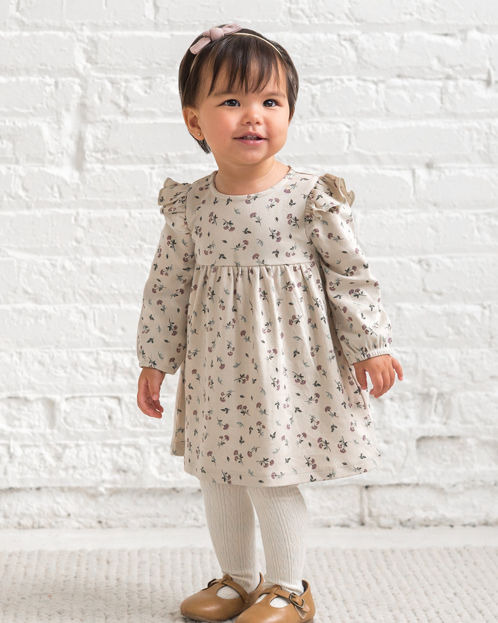 Mika Armhole Ruffle Long Sleeve Dress Sale : Baby-Kids : Dresses : Long Sleeves Colored Organics Mika Armhole Ruffle Long Sleeve Dress | Colored Organics®