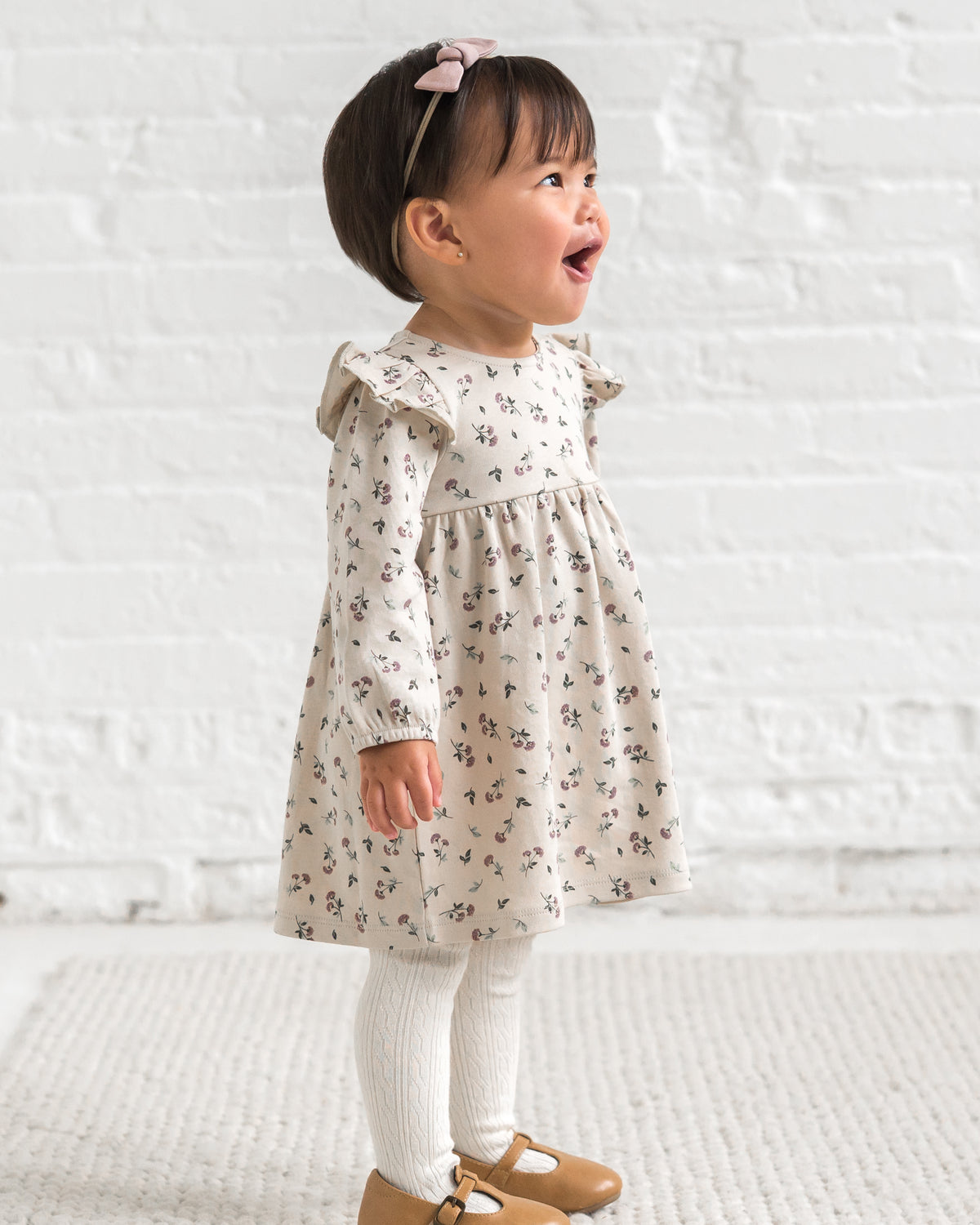 Mika Armhole Ruffle Long Sleeve Dress Sale : Baby-Kids : Dresses : Long Sleeves Colored Organics Mika Armhole Ruffle Long Sleeve Dress | Colored Organics®