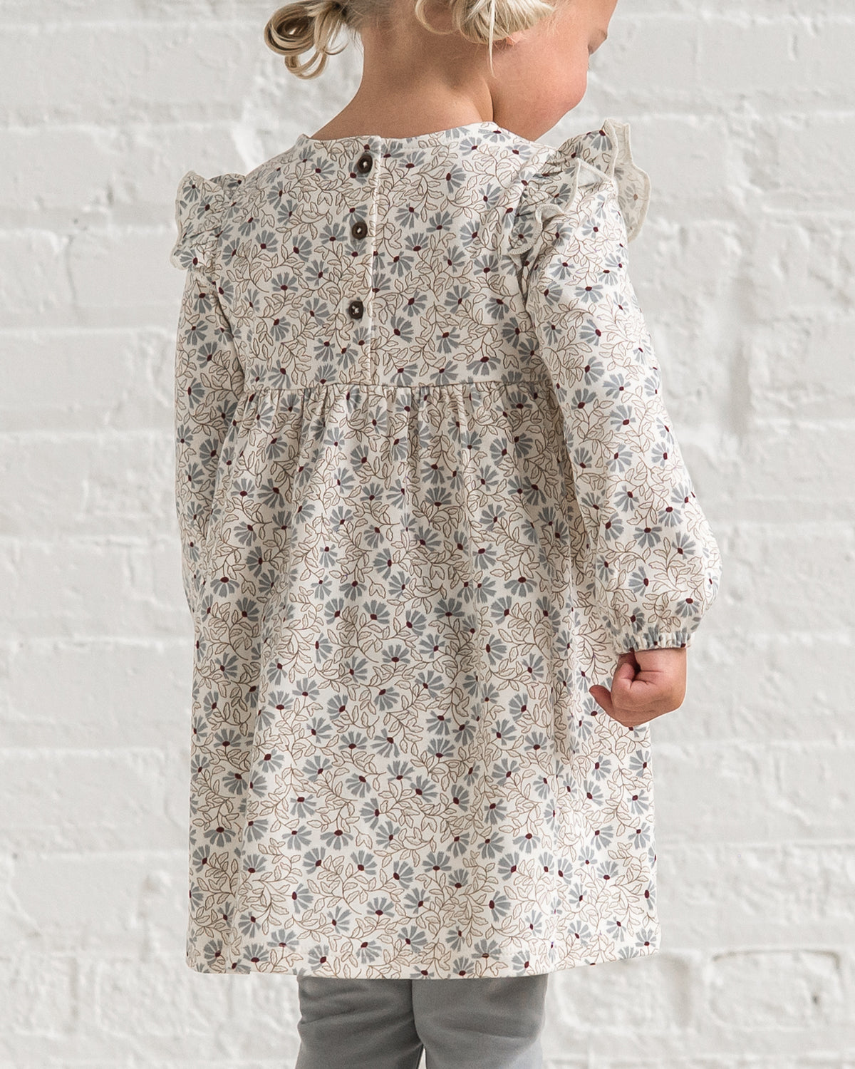 Mika Armhole Ruffle Long Sleeve Dress Sale : Baby-Kids : Dresses : Long Sleeves Colored Organics Mika Armhole Ruffle Long Sleeve Dress | Colored Organics®