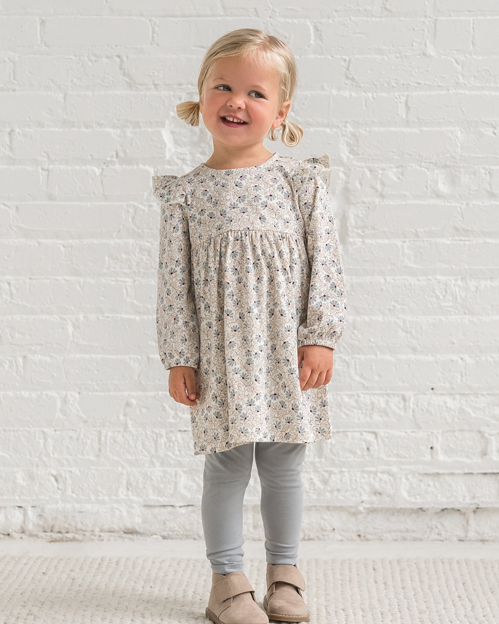 Mika Armhole Ruffle Long Sleeve Dress Sale : Baby-Kids : Dresses : Long Sleeves Colored Organics Mika Armhole Ruffle Long Sleeve Dress | Colored Organics®