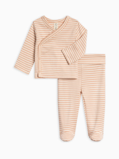 Riley 2 Piece Kimono Wrap Top and Pant Set Baby : Virtual Set : Bottoms : Pants : One Pieces : Kimono Bodysuits : Long Sleeves Colored Organics Organic Cotton Kimono and Pant Set for Newborn and Baby - Girl & Boy