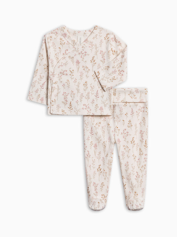 Riley 2 Piece Kimono Top and Pant Set - Botanicals