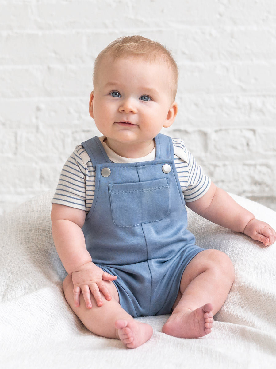 Jesse Short Overalls - Sea Baby-Kids : Bottoms : Overalls : Pants KENDI by Colored Organics Organic Cotton Baby Jesse Short Overalls