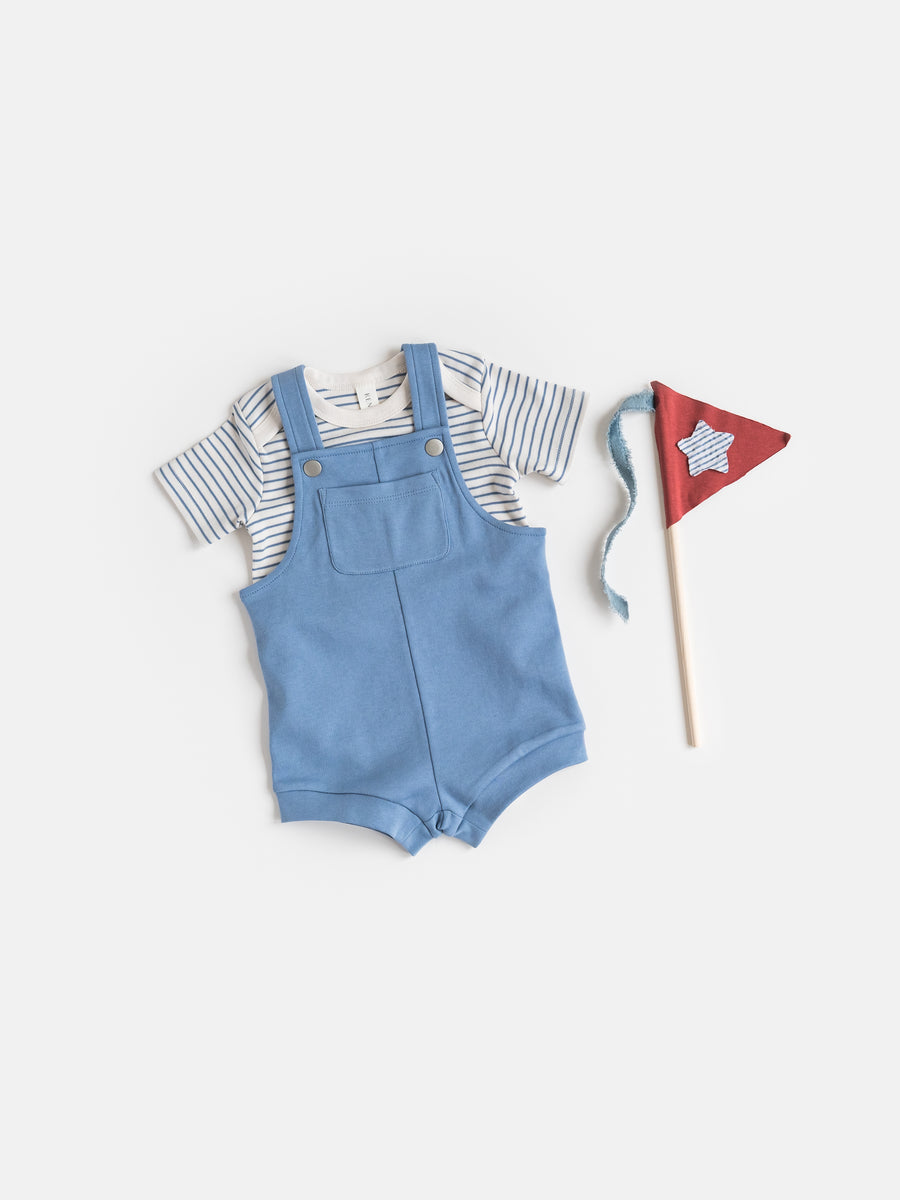 Jesse Short Overalls - Sea Baby-Kids : Bottoms : Overalls : Pants KENDI by Colored Organics Organic Cotton Baby Jesse Short Overalls