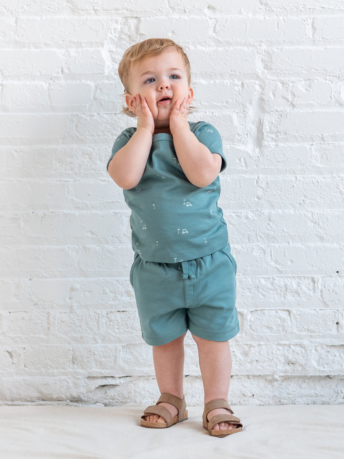 Andy Ringer Tee - Fairway / Laguna + Powder Baby-Kids : Tops : Tees : Short Sleeves Kendi Andy Ringer Tee - Fairway / Laguna + | Colored Organics®