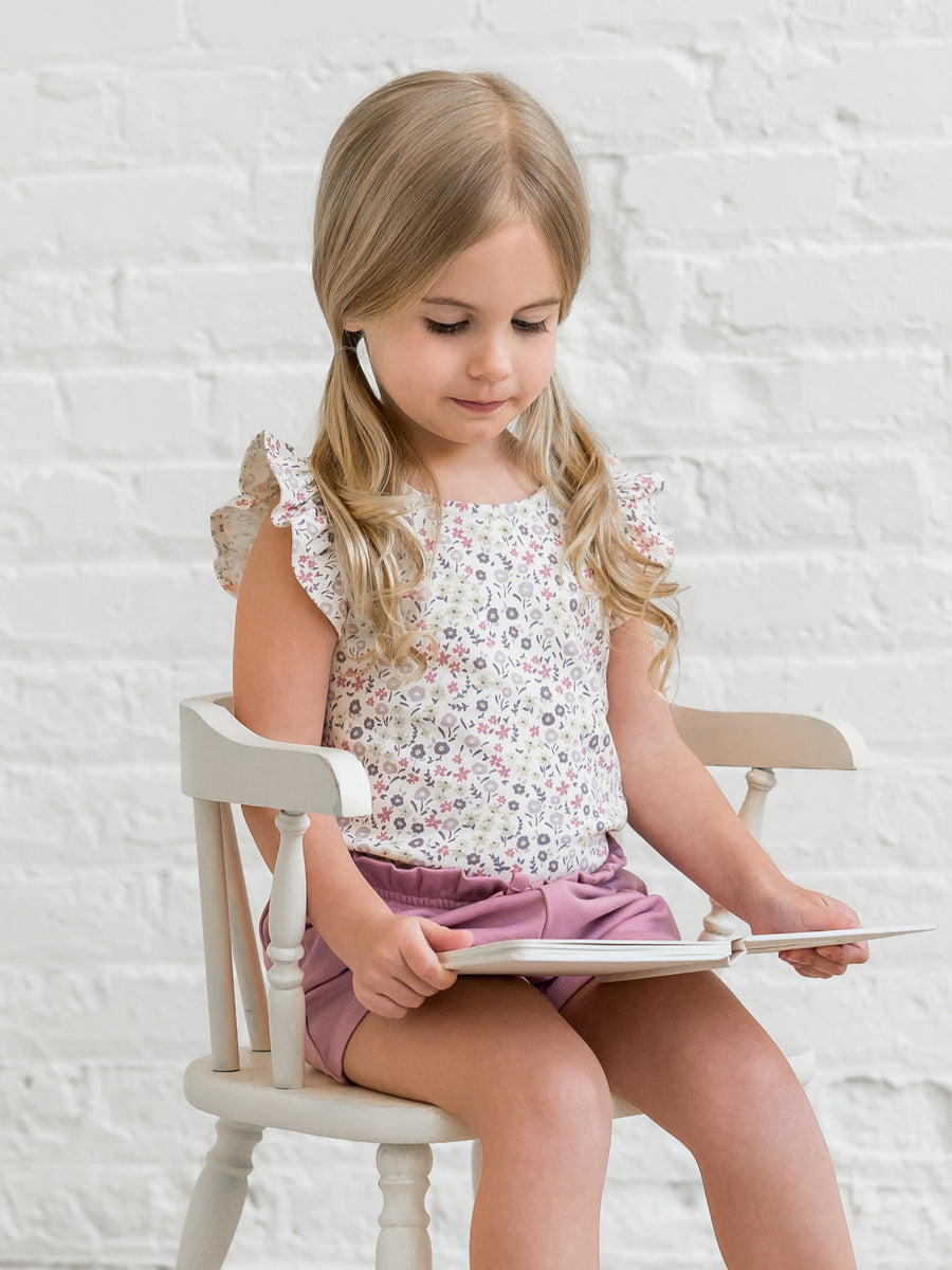 Ella Ruffle Sleeve Tank Baby-Kids : Tops : Tees : Short Sleeves Colored Organics Organic Cotton Baby and Kids Ella Ruffle Sleeve Tank