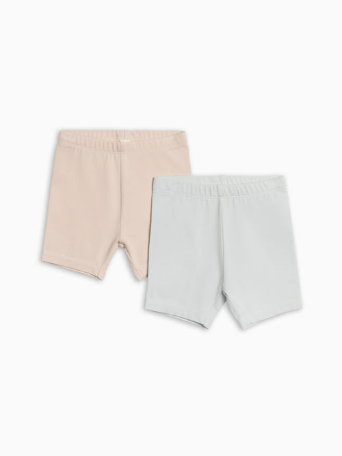 2-Pack Billie Biker Shorts - Shell + Powder Baby-Kids : Bottoms : Shorts Kendi 2-Pack Billie Biker Shorts - Shell + | Colored Organics®