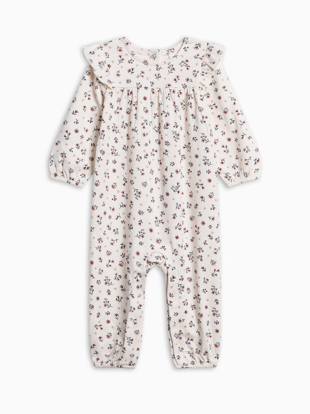 PRE ORDER Jine Ruffle Sleeve Romper - Cassia Floral Baby : One Pieces : Rompers : Long Sleeves KENDI by Colored Organics Jine Ruffle Sleeve Romper for Baby | Colored Organics®