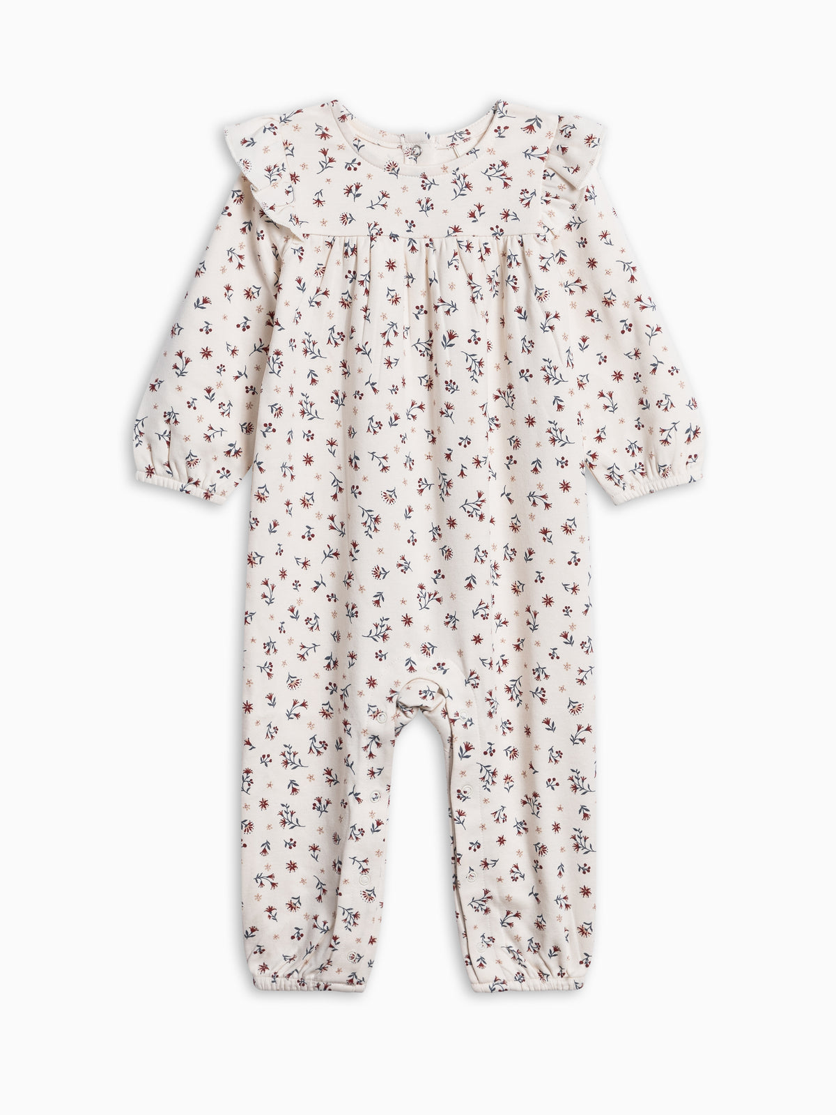 PRE ORDER Jine Ruffle Sleeve Romper - Cassia Floral Baby : One Pieces : Rompers : Long Sleeves KENDI by Colored Organics Jine Ruffle Sleeve Romper for Baby | Colored Organics®