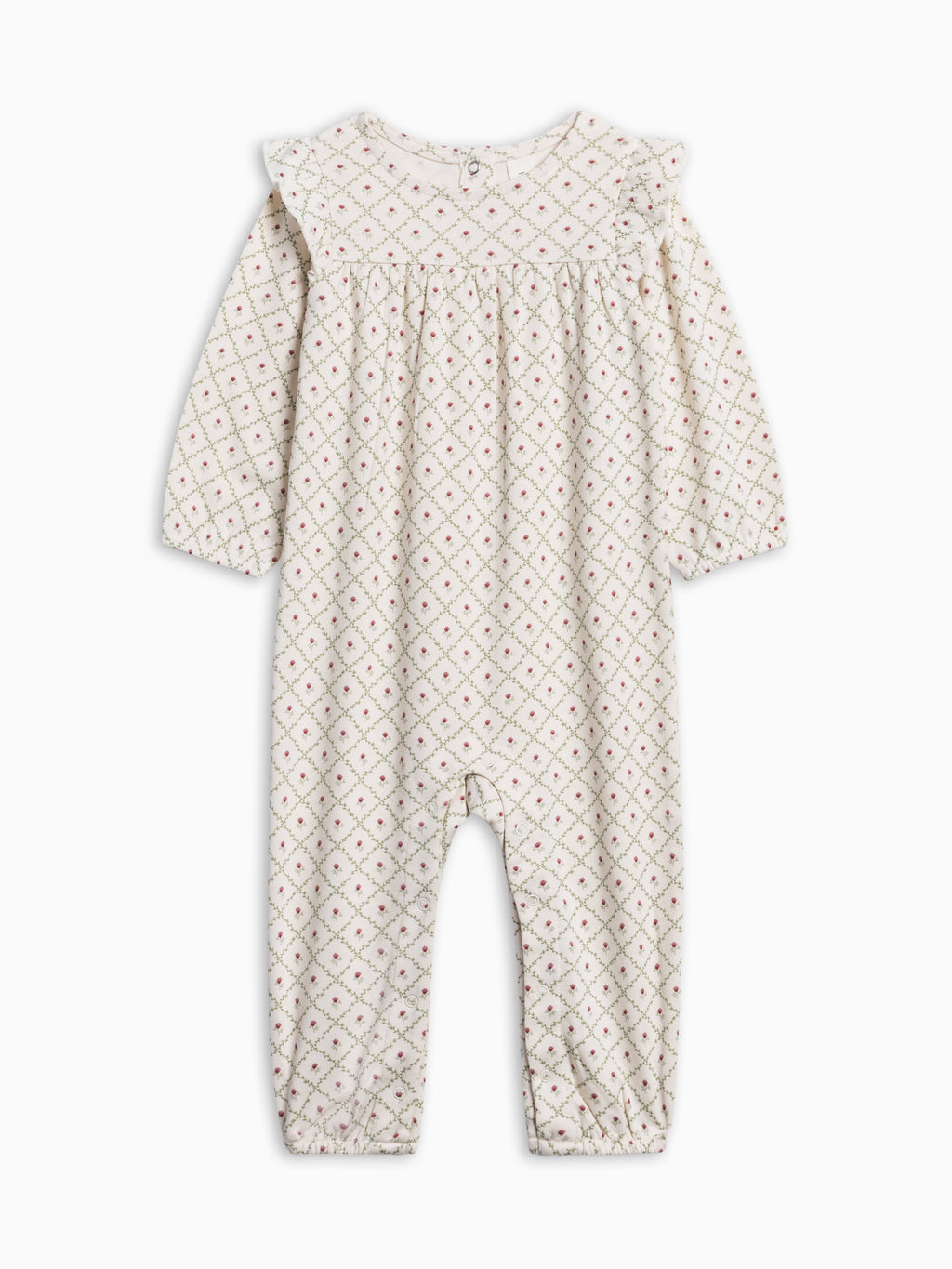 Jine Ruffle Sleeve Romper - Hedge Floral Baby : One Pieces : Rompers : Long Sleeves KENDI by Colored Organics Jine Ruffle Sleeve Romper for Baby | Colored Organics®