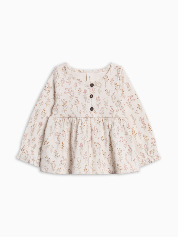 Trudy Button Long Sleeve Top - Botanicals