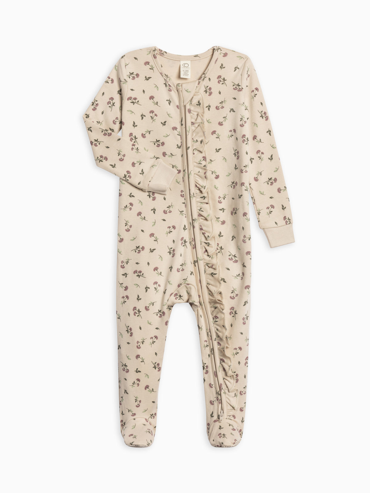 Neve Ruffle Zipper Footie Sale : Baby : One Pieces : Sleepers : Long Sleeves KENDI by Colored Organics Neve Ruffle Zipper Footie Baby | Colored Organics®