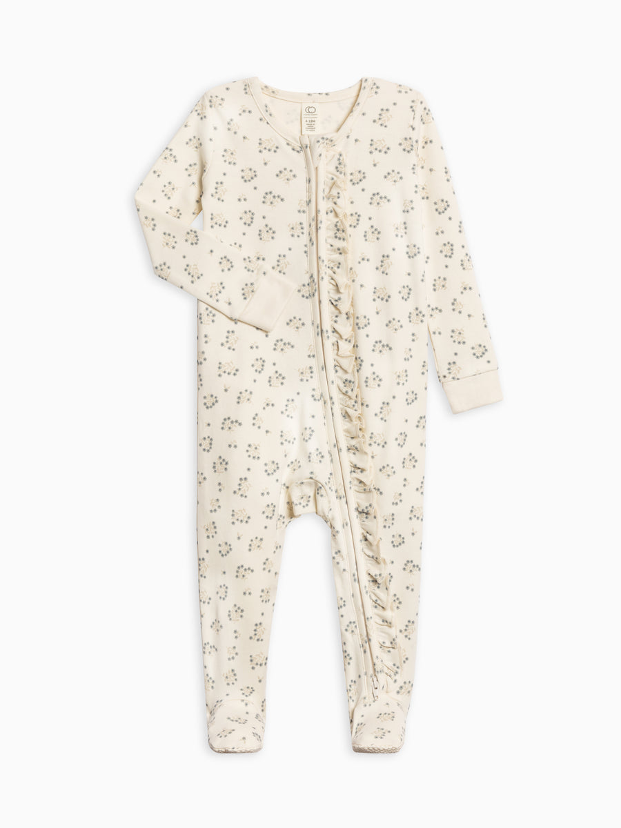Neve Ruffle Zipper Sleeper Baby : One Pieces : Sleepers : Long Sleeves Colored Organics Organic Cotton Neve Ruffle Zipper Sleeper for Newborn and Baby Girls