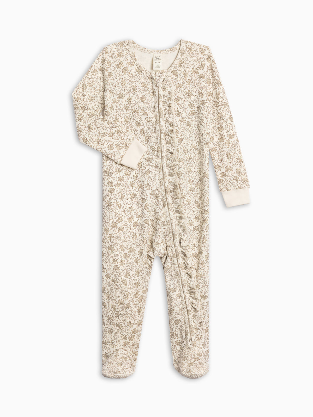 Neve Ruffle Zipper Footie Sale : Baby : One Pieces : Sleepers : Long Sleeves KENDI by Colored Organics Neve Ruffle Zipper Footie Baby | Colored Organics®
