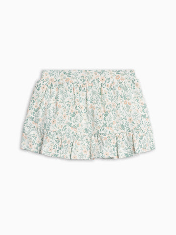 Sunny Skirt with Bloomer Shorts - Merion Floral / Laguna + Shell Baby-Kids : Bottoms : Shorts : Skirts KENDI by Colored Organics Organic Cotton Baby and Kids Sunny Skirt with Bloomer Shorts