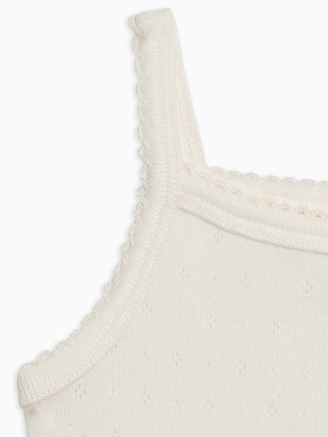 Eva Pointelle Tank Bodysuit Baby :One Pieces :Bodysuits :Tanks Kendi Organic Cotton Baby Eva Pointelle Tank Bodysuit