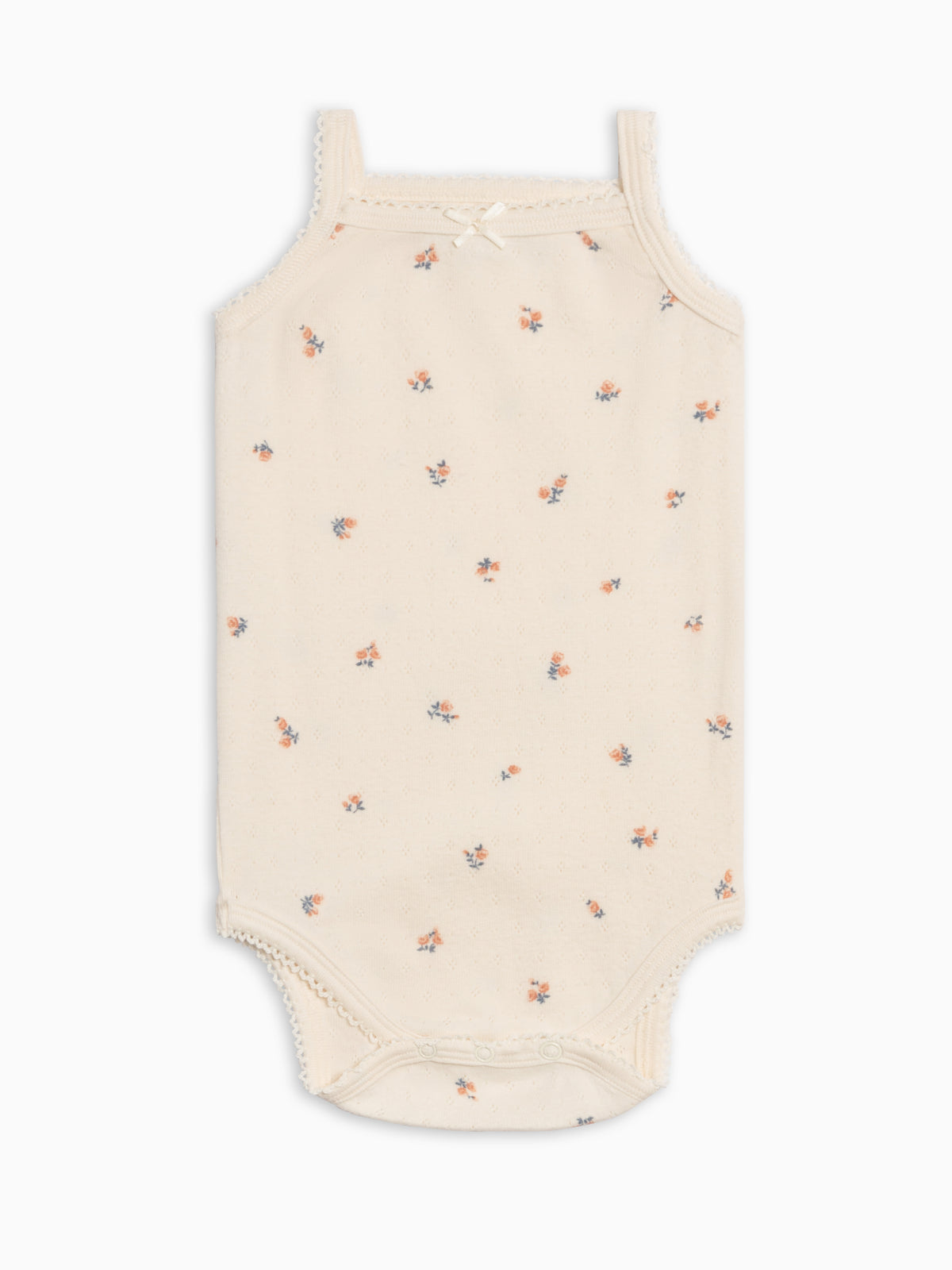 Eva Pointelle Tank Bodysuit - Maris Floral / Ivory + Sea Baby : One Pieces : Bodysuits : Tanks KENDI by Colored Organics Eva Pointelle Tank Bodysuit - Maris | Colored Organics®