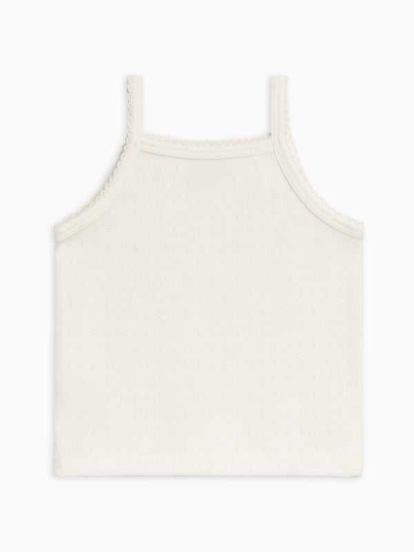 Iris Pointelle Tank Top Baby-Kids : Tops : Tanks Kendi Organic Cotton Baby and Kids Iris Pointelle Tank Top