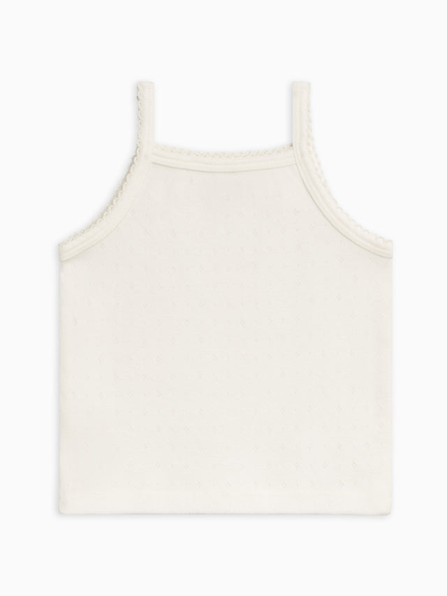 Iris Pointelle Tank Top Baby-Kids : Tops : Tanks Kendi Organic Cotton Baby and Kids Iris Pointelle Tank Top