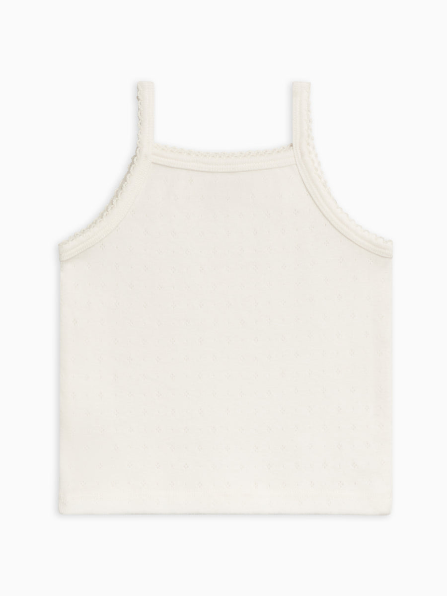 Iris Pointelle Tank Top Baby-Kids : Tops : Tanks Kendi Organic Cotton Baby and Kids Iris Pointelle Tank Top