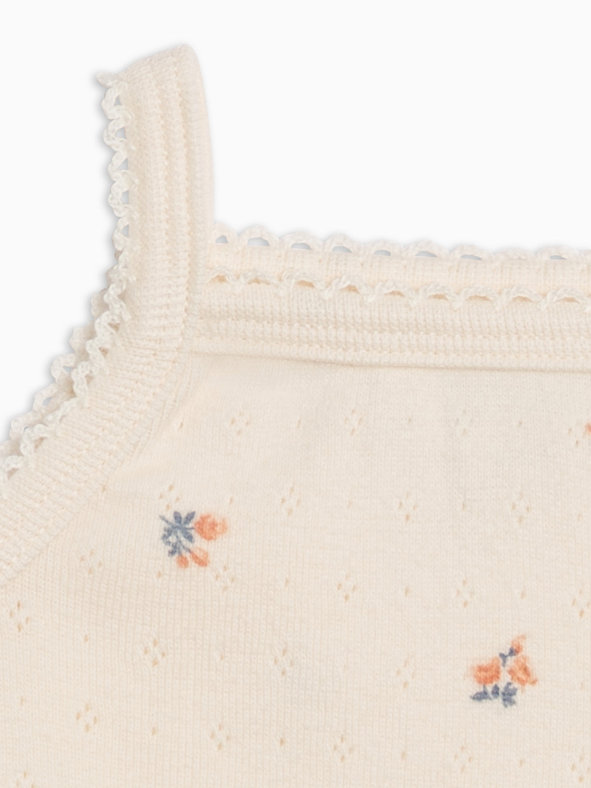 Iris Pointelle Tank - Maris Floral / Ivory + Sea Baby-Kids : Tops : Tanks KENDI by Colored Organics Iris Pointelle Tank - Maris Floral / | Colored Organics®
