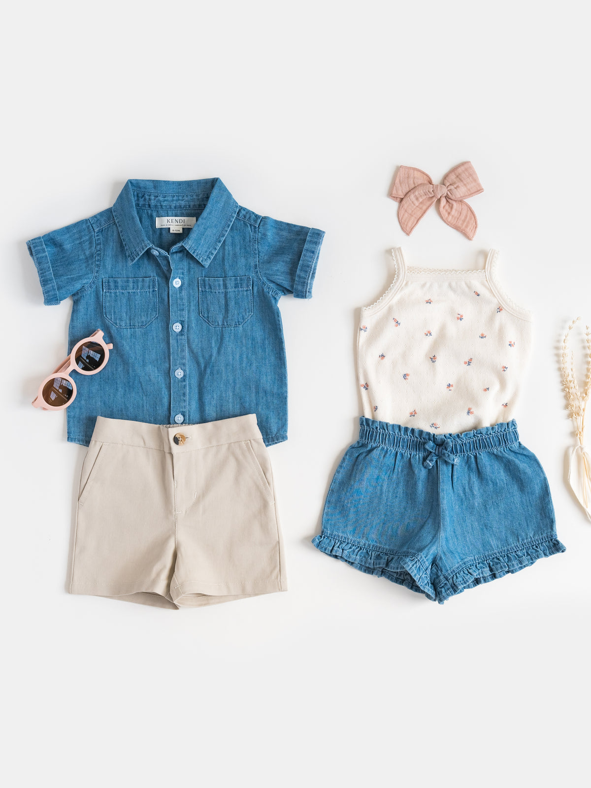 Iris Pointelle Tank - Maris Floral / Ivory + Sea Baby-Kids : Tops : Tanks KENDI by Colored Organics Iris Pointelle Tank - Maris Floral / | Colored Organics®