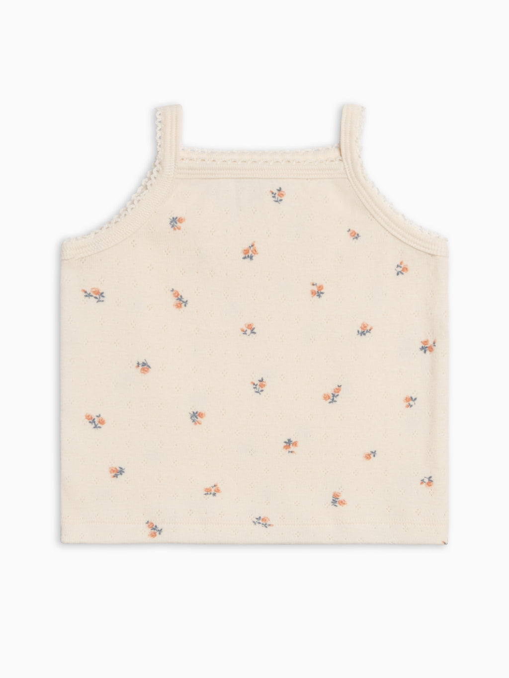 Iris Pointelle Tank - Maris Floral / Ivory + Sea Baby-Kids : Tops : Tanks KENDI by Colored Organics Iris Pointelle Tank - Maris Floral / | Colored Organics®