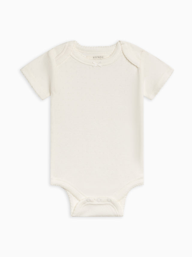 Josie Pointelle Bodysuit Baby :One Pieces :Bodysuits :Short Sleeves Kendi Organic Cotton Baby Josie Pointelle Bodysuit
