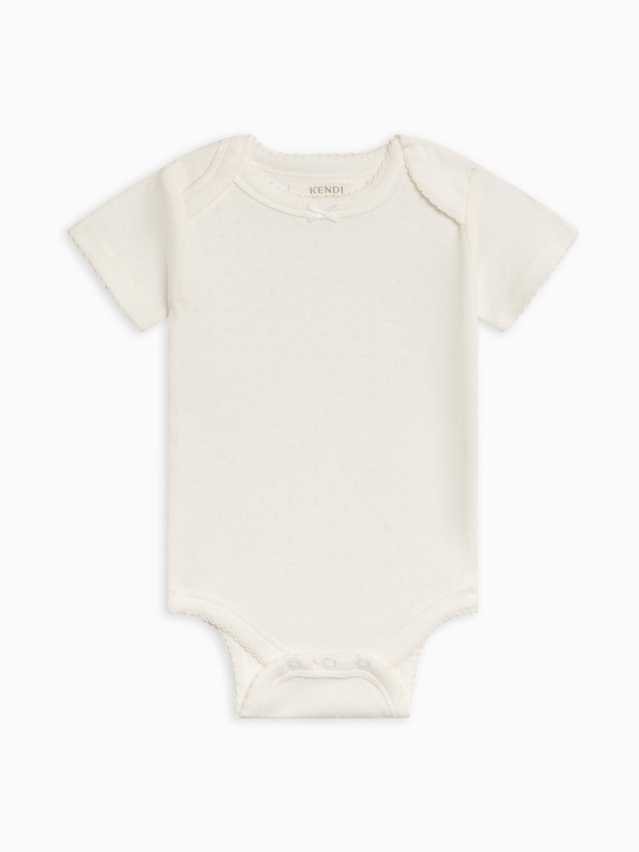 Josie Pointelle Bodysuit Baby : One Pieces : Bodysuits : Short Sleeves Kendi Organic Cotton Baby Josie Pointelle Bodysuit