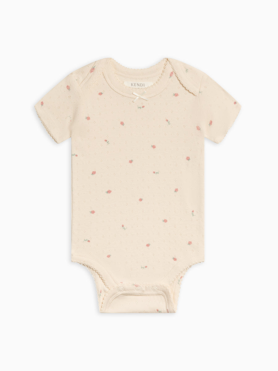 Josie Pointelle Bodysuit Baby : One Pieces : Bodysuits : Short Sleeves Kendi Organic Cotton Baby Josie Pointelle Bodysuit