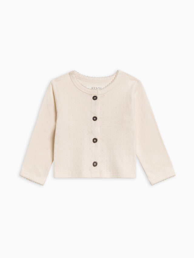 Clara Pointelle Button Down Cardigan Kendi Organic Cotton Baby and Kids Clara Pointelle Button Down Cardigan