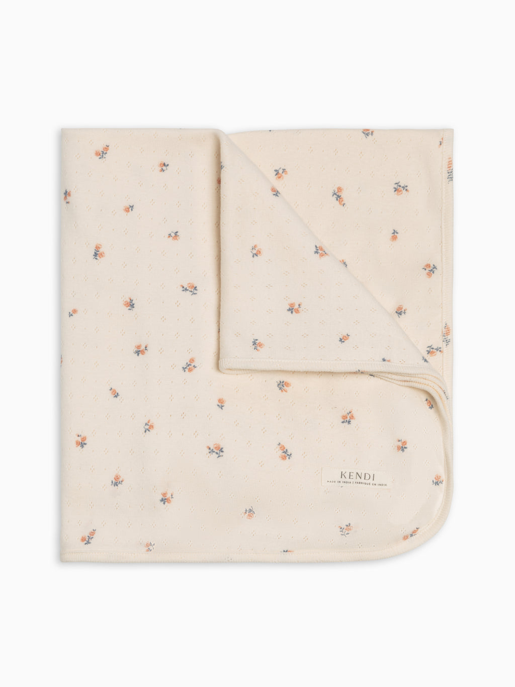 Pointelle Swaddle Blanket - Maris Floral / Ivory + Sea Baby : Accessories : Swaddle Blankets : Nursery : Bedding : Blankets KENDI by Colored Organics Pointelle Swaddle Blanket - Maris | Colored Organics®