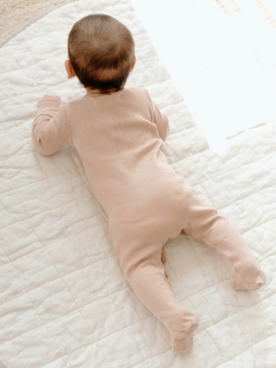 Pointelle Footed Sleeper Baby : One Pieces : Sleepers : Long Sleeves Kendi Organic Cotton Baby Pointelle Footed Sleeper