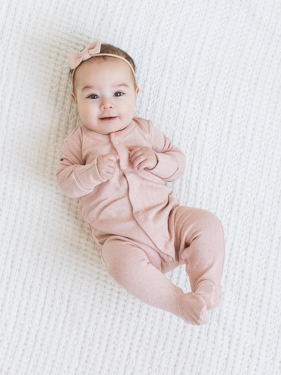 Pointelle Footed Sleeper Baby : One Pieces : Sleepers : Long Sleeves Kendi Organic Cotton Baby Pointelle Footed Sleeper