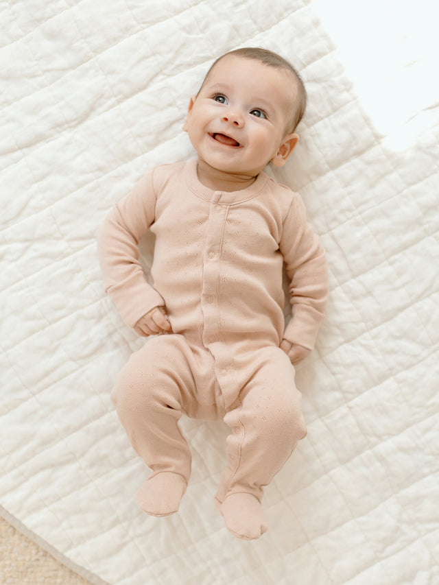 Pointelle Footed Sleeper Baby : One Pieces : Sleepers : Long Sleeves Kendi Organic Cotton Baby Pointelle Footed Sleeper