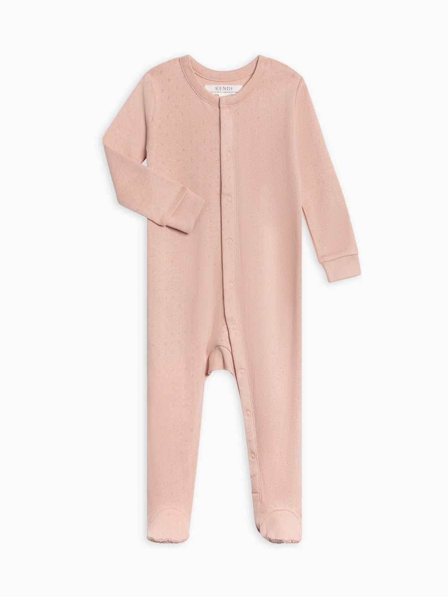 Pointelle Footed Sleeper Baby : One Pieces : Sleepers : Long Sleeves Kendi Organic Cotton Baby Pointelle Footed Sleeper