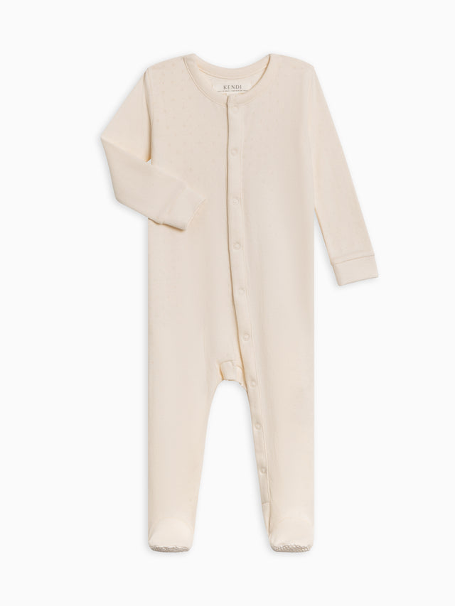 Pointelle Footed Sleeper Baby : One Pieces : Sleepers : Long Sleeves Kendi Organic Cotton Baby Pointelle Footed Sleeper